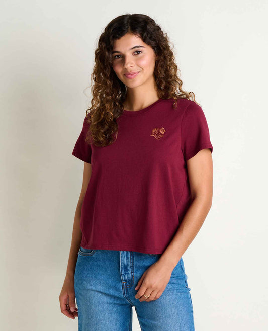 Toad&Co Women's Re-Form Embroidered Crew - Sustainable Recycled Cotton Tee