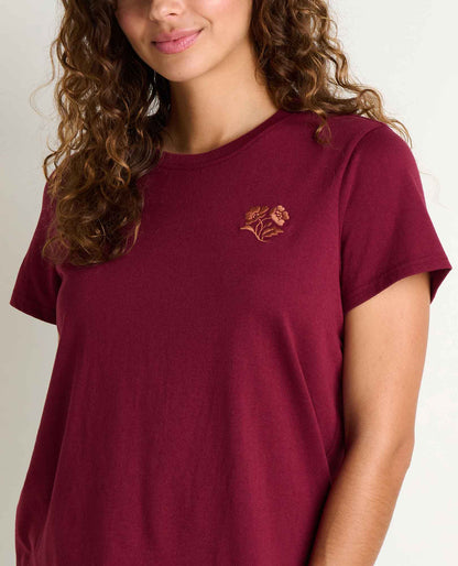 Toad&Co Women's Re-Form Embroidered Crew - Sustainable Recycled Cotton Tee