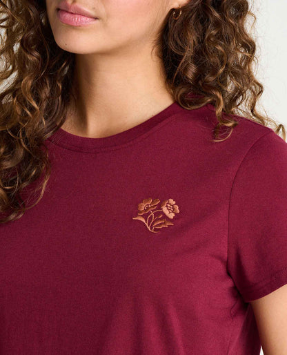 Toad&Co Women's Re-Form Embroidered Crew - Sustainable Recycled Cotton Tee