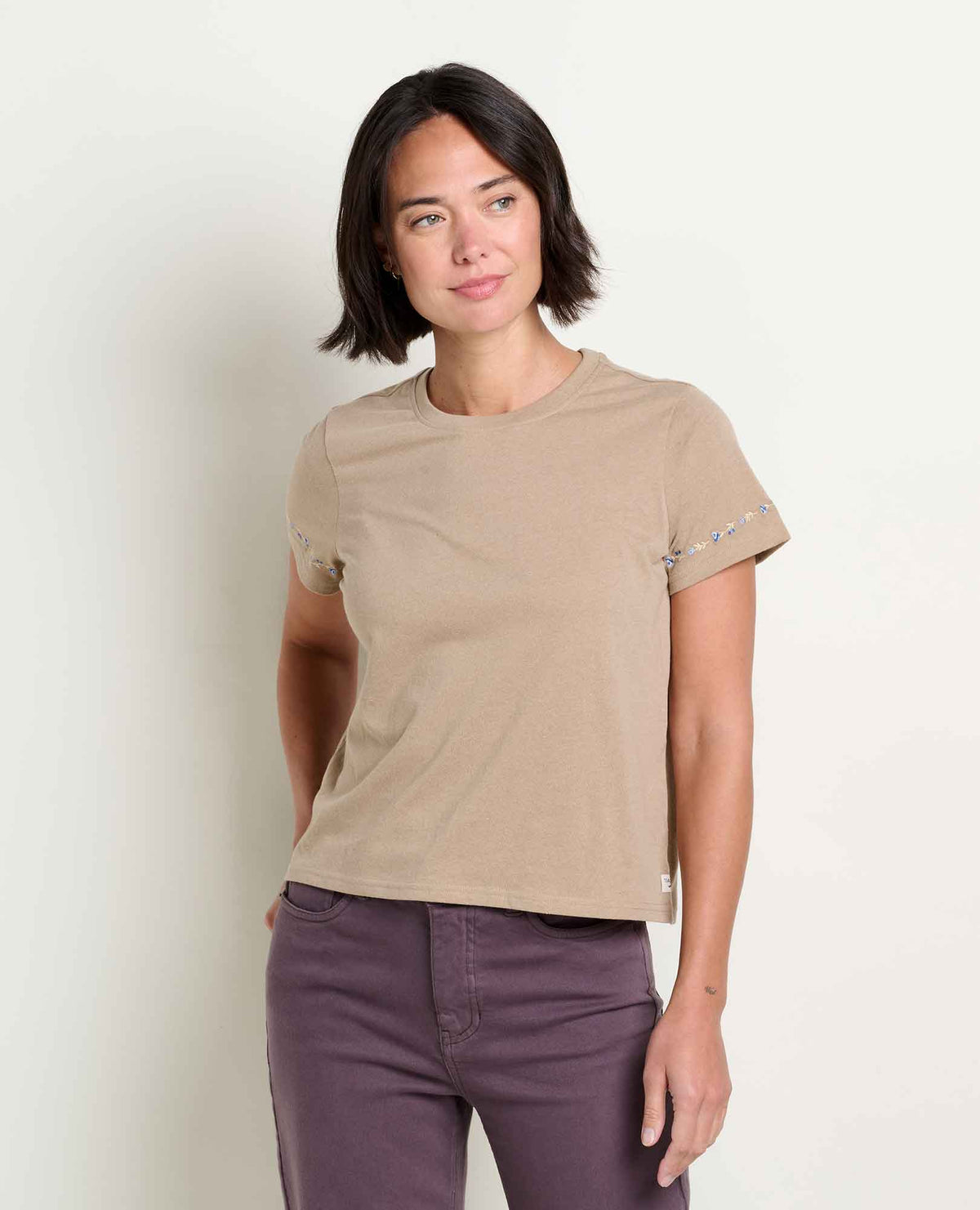 Toad&Co Women's Re-Form Embroidered Crew - Sustainable Recycled Cotton Tee
