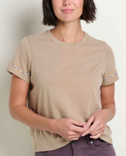 Toad&Co Women's Re-Form Embroidered Crew - Sustainable Recycled Cotton Tee