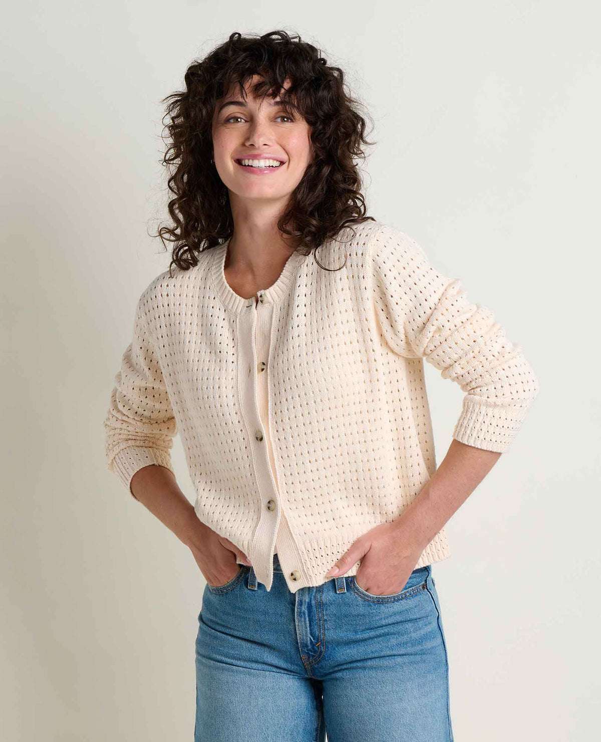 Toad&Co Bianca Pointelle Cardigan - Recycled Cotton Knit Sweater