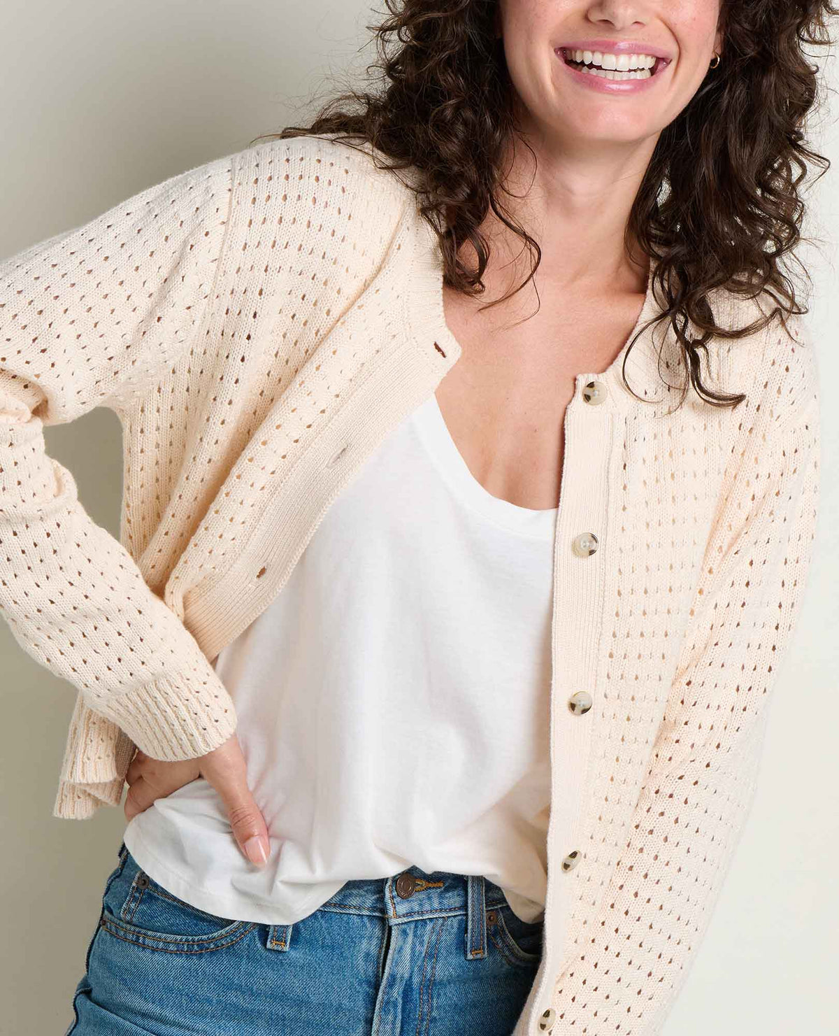 Toad&Co Bianca Pointelle Cardigan - Recycled Cotton Knit Sweater
