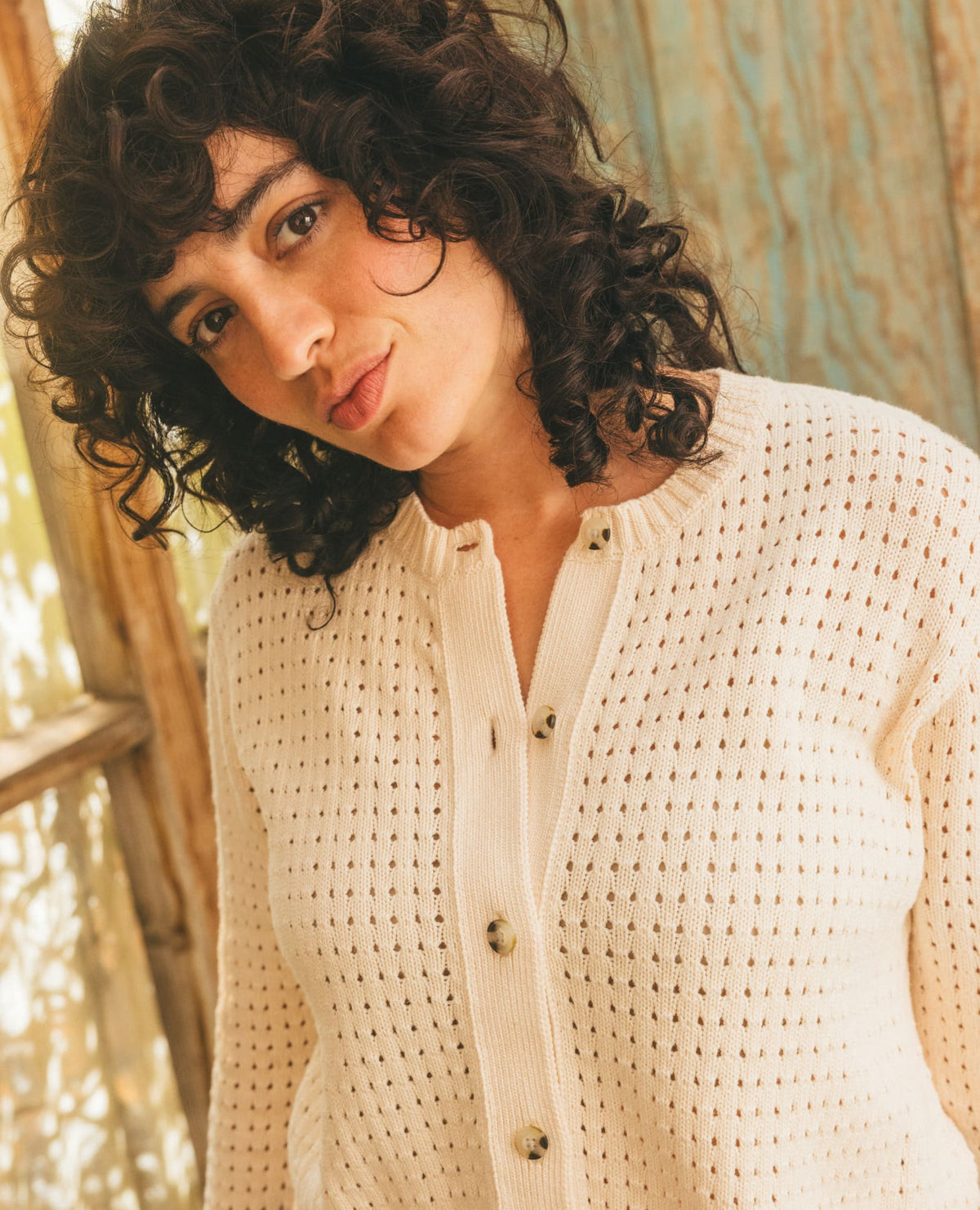 Toad&Co Bianca Pointelle Cardigan - Recycled Cotton Knit Sweater
