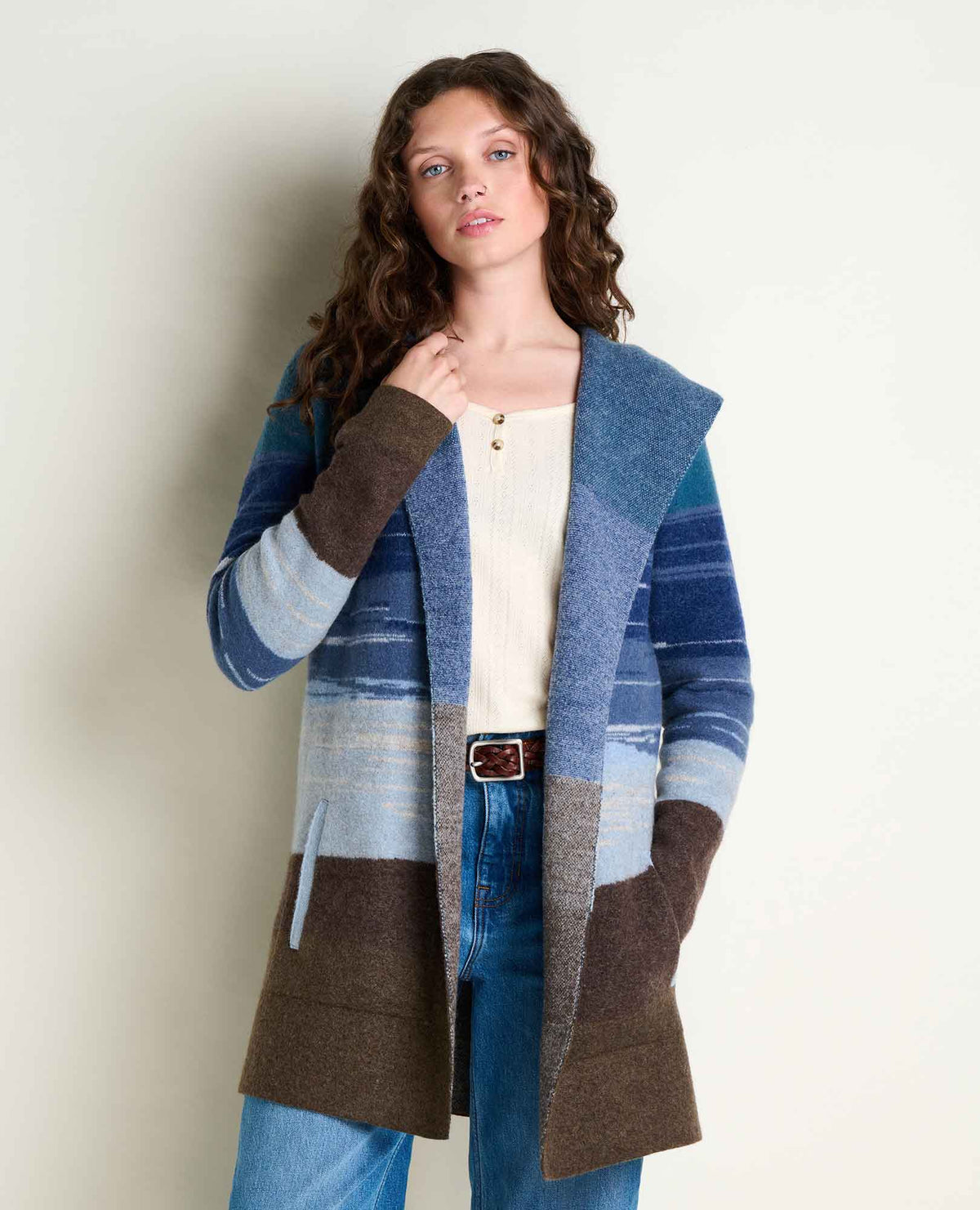 Toad&Co Heartfelt Merino Wool Open Front Cardigan Hoodie
