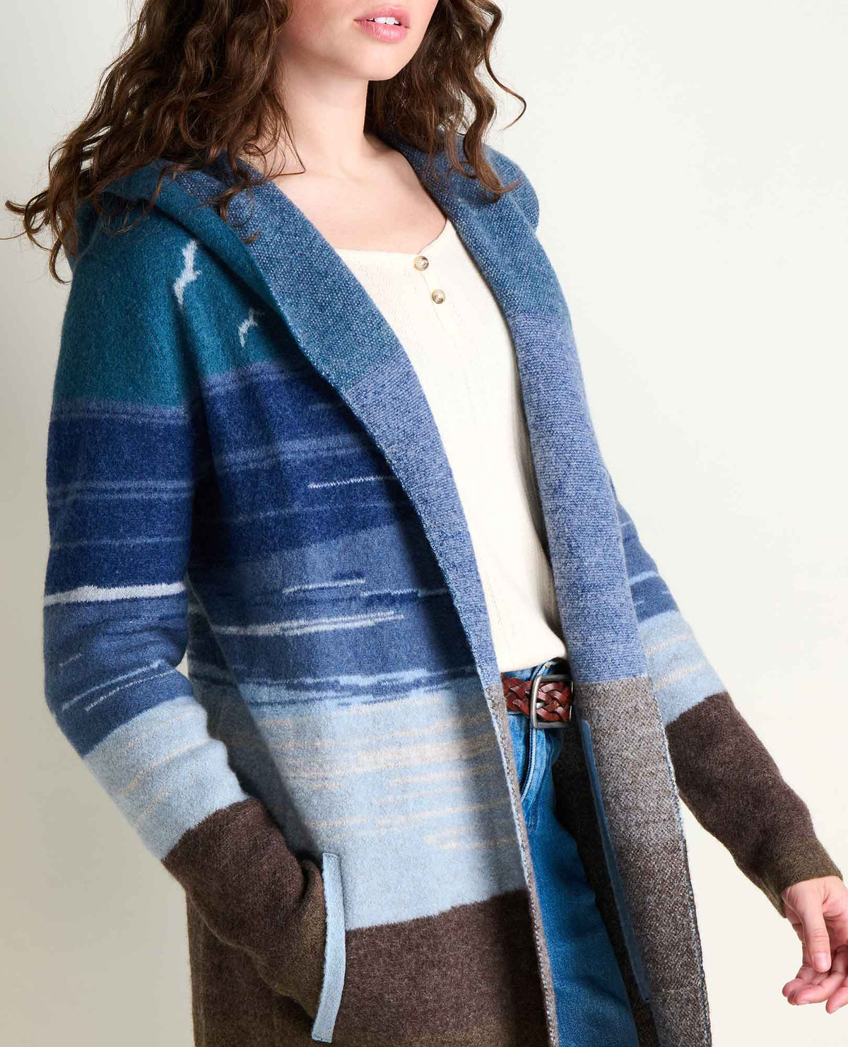 Toad&Co Heartfelt Merino Wool Open Front Cardigan Hoodie