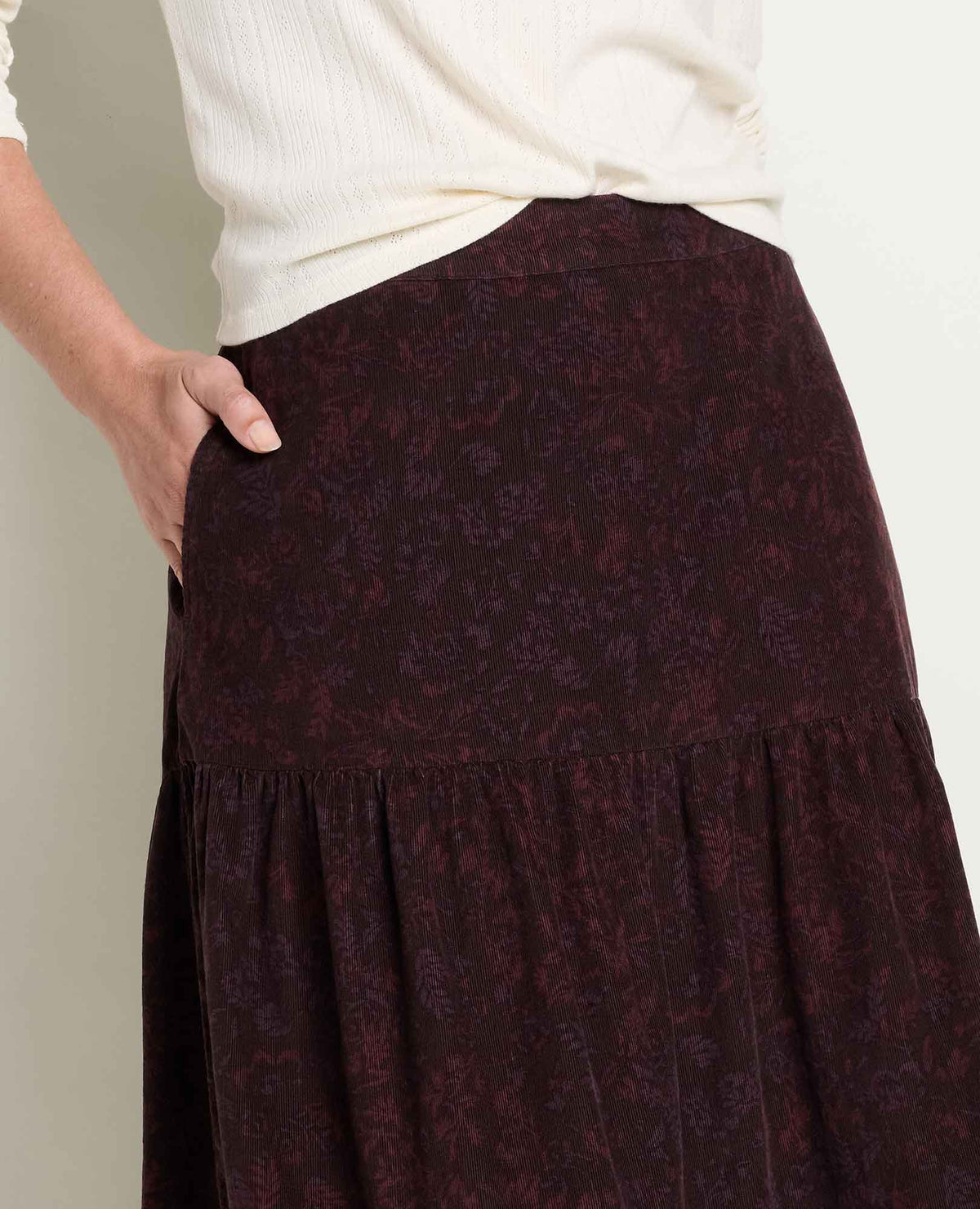 Toad&Co Cattail Corduroy Tiered Midi Skirt