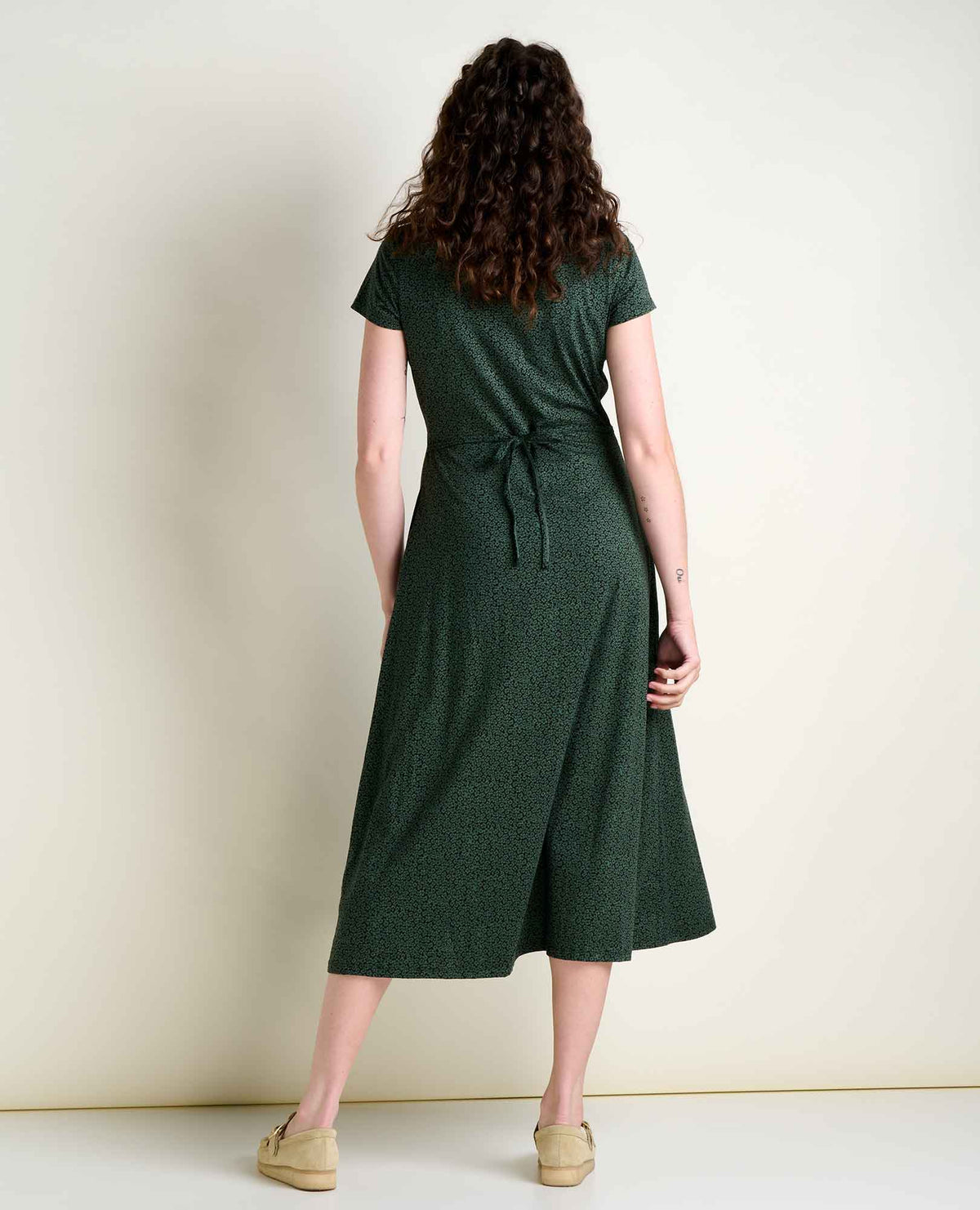 Toad&Co Rose Short Sleeve V-Neck Midi Dress - Soft with Stretch