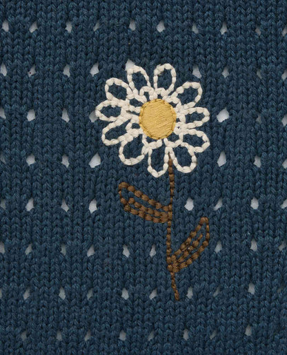 Toad&Co Bianca Embroidered Cardigan - Floral Pointelle Recycled Cotton Sweater
