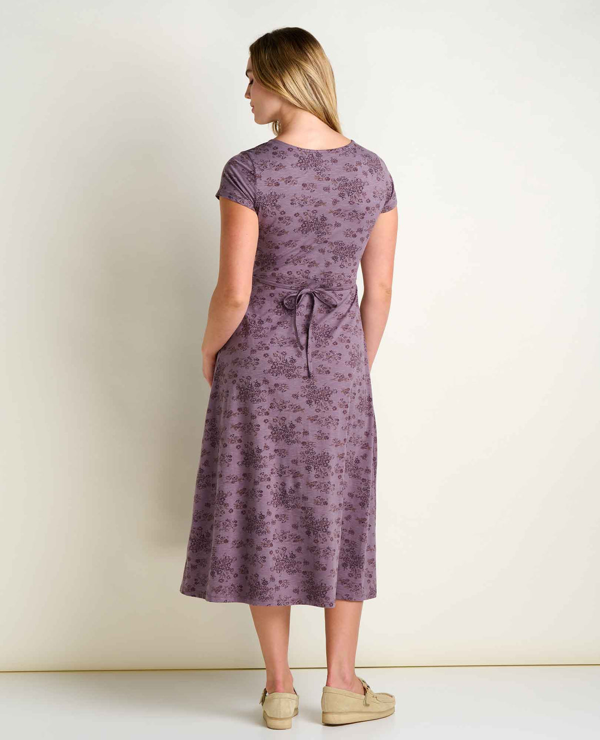 Toad&Co Rose Short Sleeve V-Neck Midi Dress - Soft with Stretch