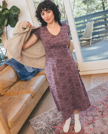 Toad&Co Rose Short Sleeve V-Neck Midi Dress - Soft with Stretch