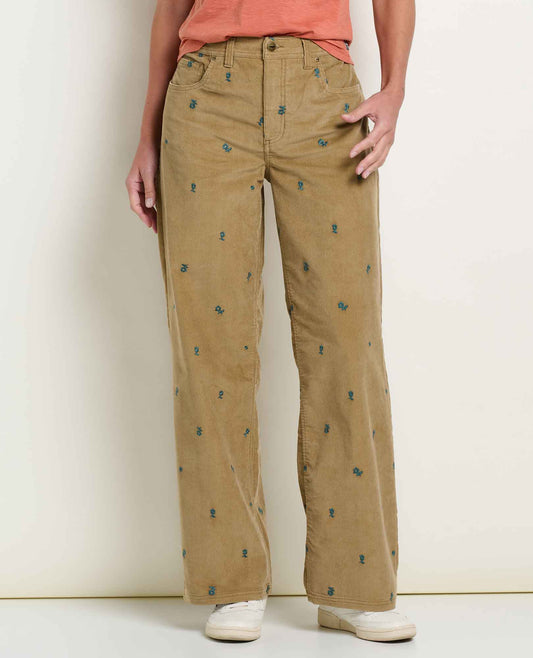 Toad&Co Women's Coaster Corduroy Wide Leg Pant Embroidered