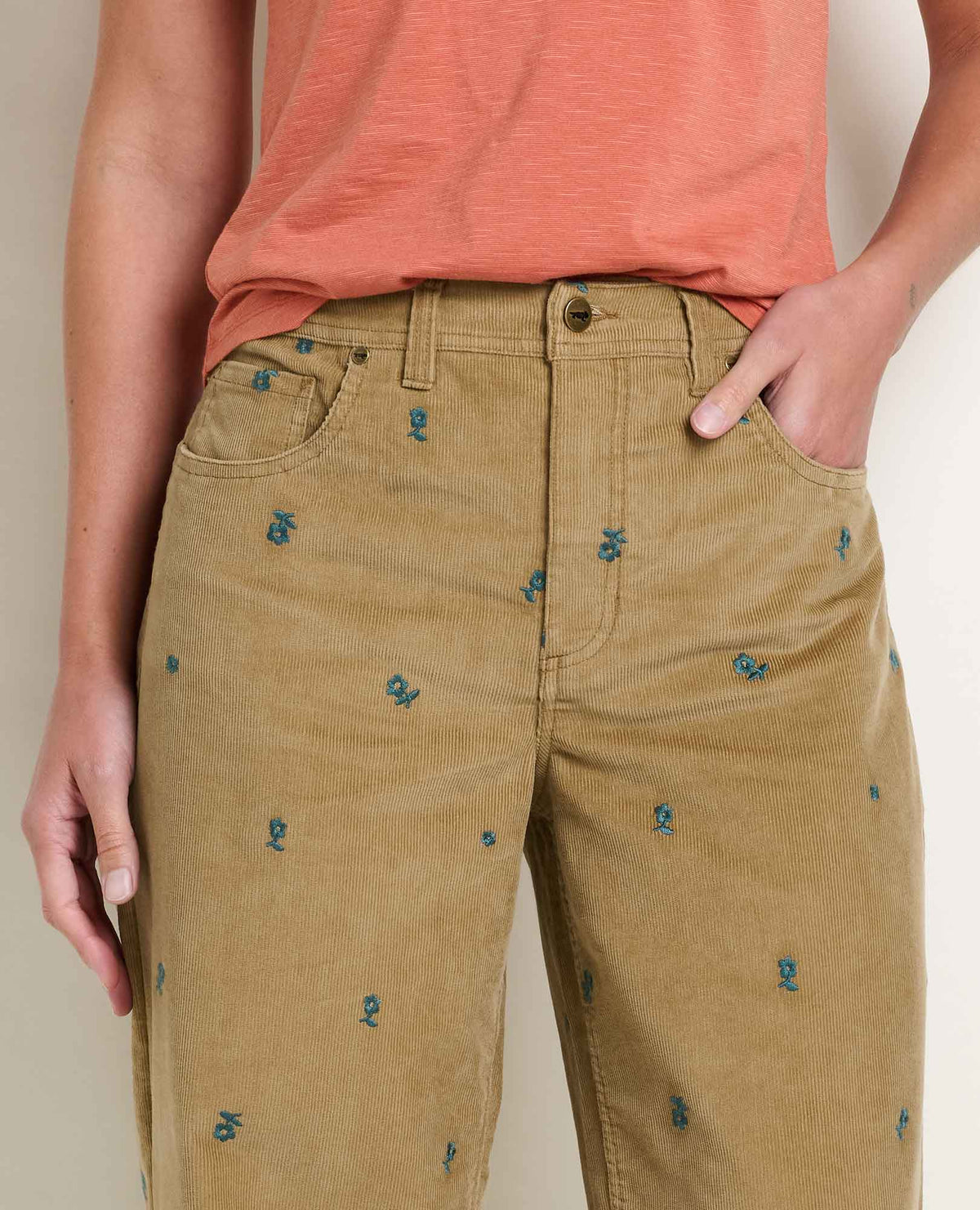 Toad&Co Women's Coaster Corduroy Wide Leg Pant Embroidered