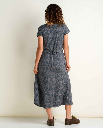 Toad&Co Rose Short Sleeve V-Neck Midi Dress - Soft with Stretch