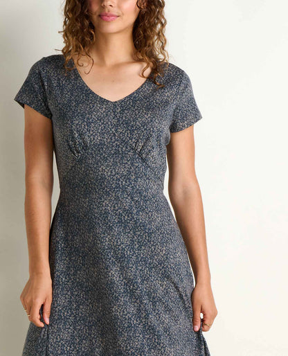 Toad&Co Rose Short Sleeve V-Neck Midi Dress - Soft with Stretch