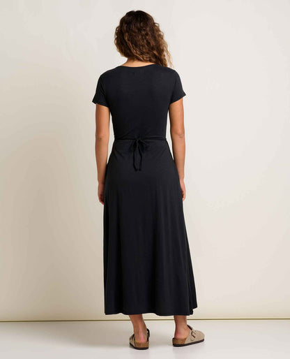 Toad&Co Rose Short Sleeve V-Neck Midi Dress - Soft with Stretch