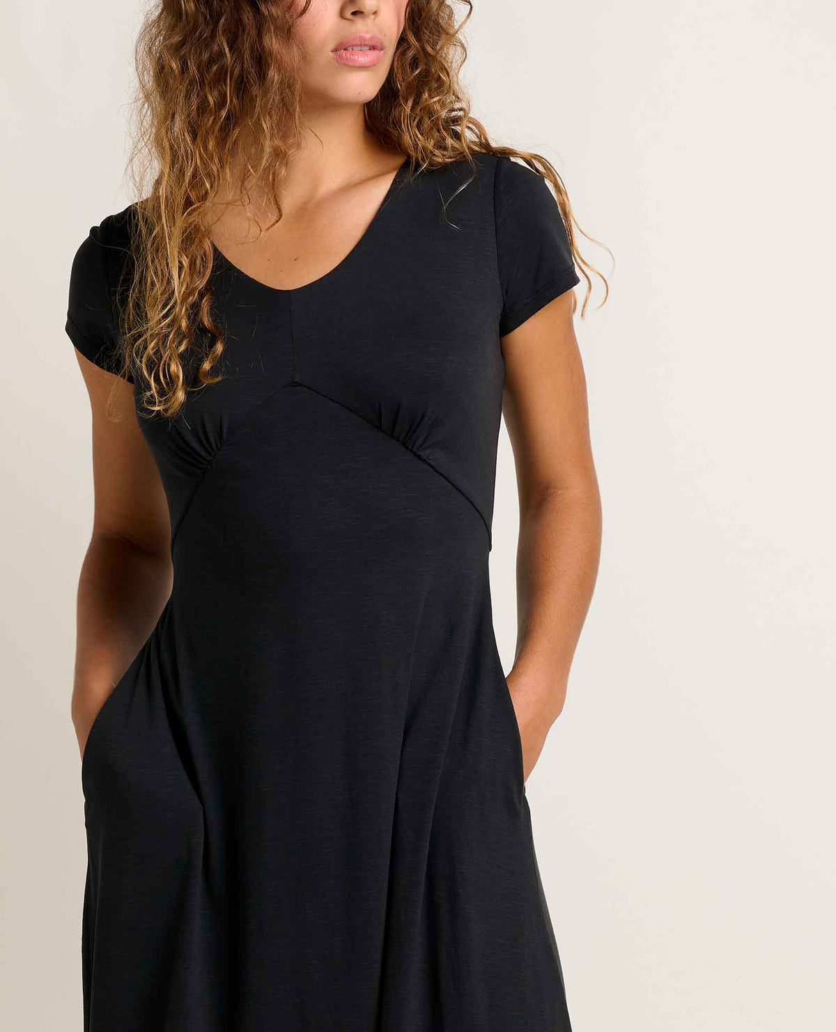 Toad&Co Rose Short Sleeve V-Neck Midi Dress - Soft with Stretch