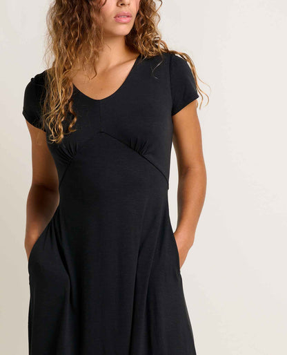 Toad&Co Rose Short Sleeve V-Neck Midi Dress - Soft with Stretch