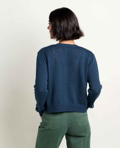 Toad&Co Bianca Embroidered Cardigan - Floral Pointelle Recycled Cotton Sweater