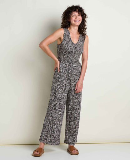 Toad&Co Gemina Tank Jumpsuit - Smocked Bodice Wide-Leg Women's Jumpsuit