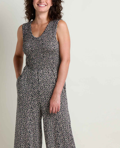 Toad&Co Gemina Tank Jumpsuit - Smocked Bodice Wide-Leg Women's Jumpsuit