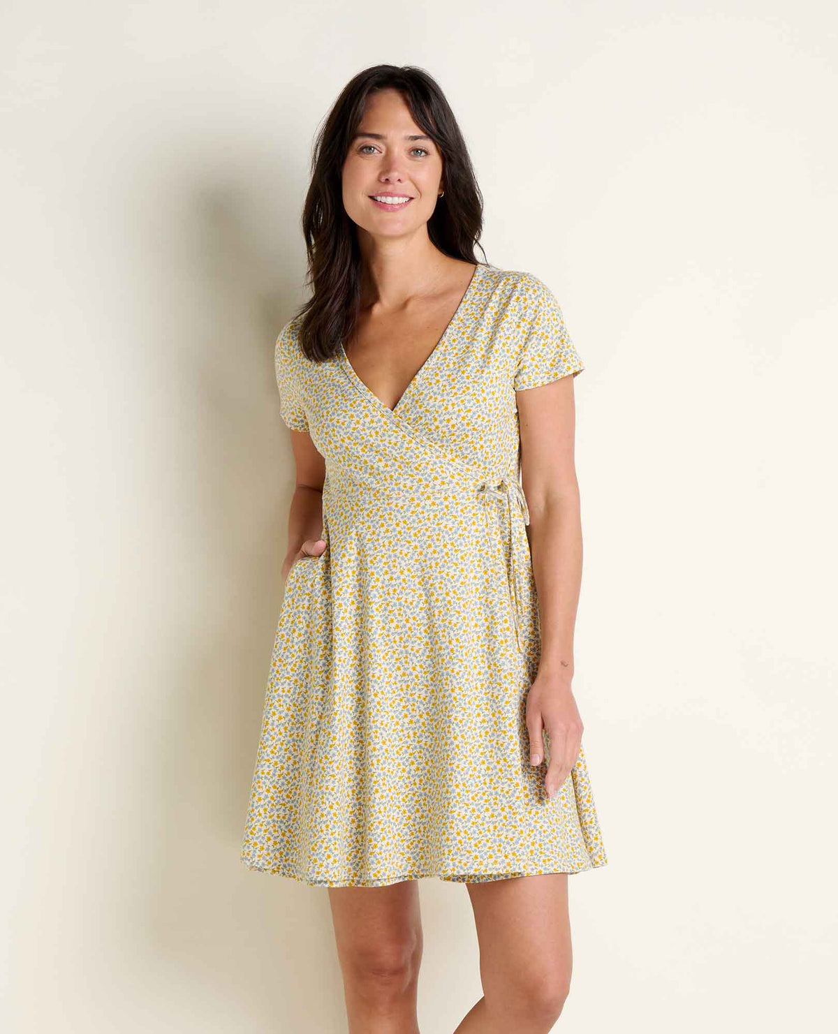 Toad&Co Freesia Wrap Dress - Organic Cotton V-Neck Wrap Dress with Pockets