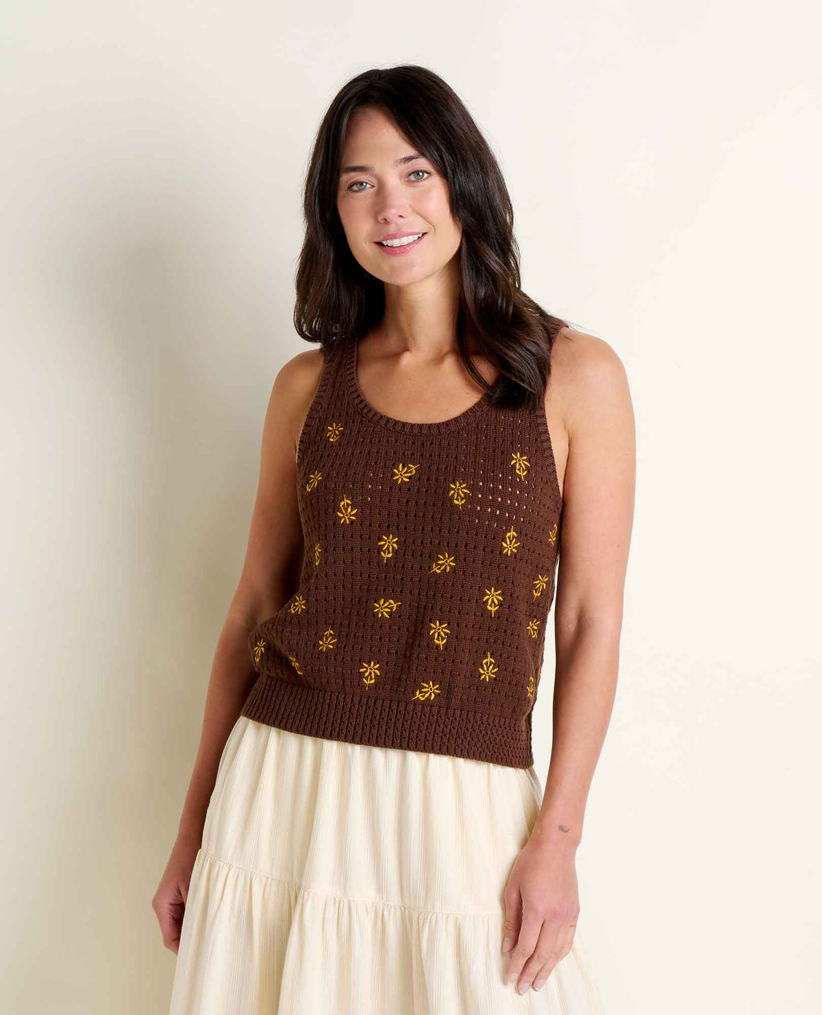 Toad&Co Bianca Embroidered Tank - Recycled Cotton Pointelle Knit Tank