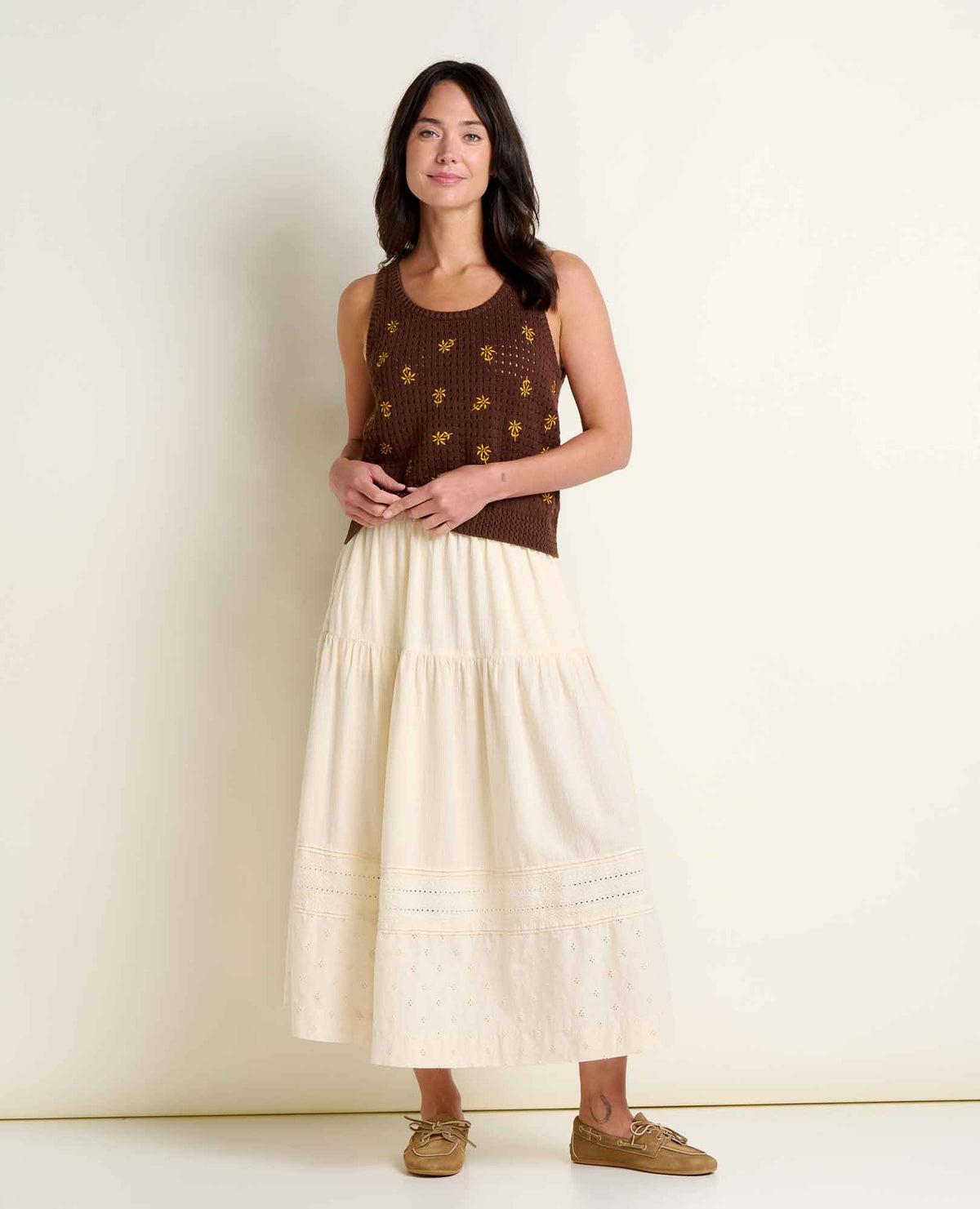 Toad&Co Bianca Embroidered Tank - Recycled Cotton Pointelle Knit Tank