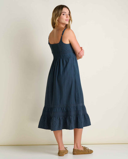Toad&Co Airscape Tank Midi Dress - Breathable Organic Cotton A-Line Dress