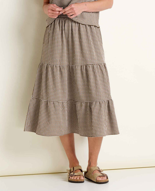 Toad&Co Sunkissed Tiered Midi Skirt - UPF 50+ Travel Skirt - Quick-Dry
