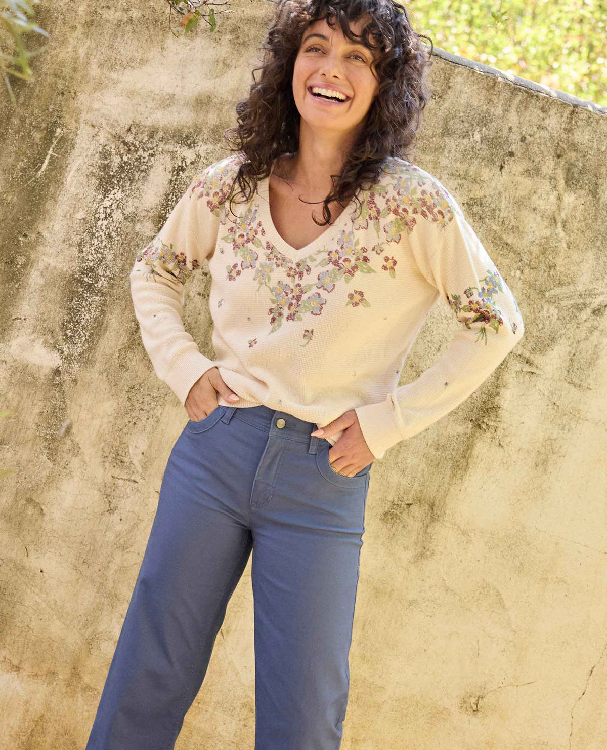 Toad&Co Bianca Patterned Pullover Sweater - Recycled Cotton V-Neck Sweater