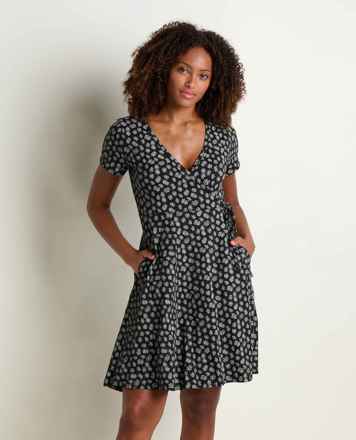 Toad&Co Freesia Wrap Dress - Organic Cotton V-Neck Wrap Dress with Pockets