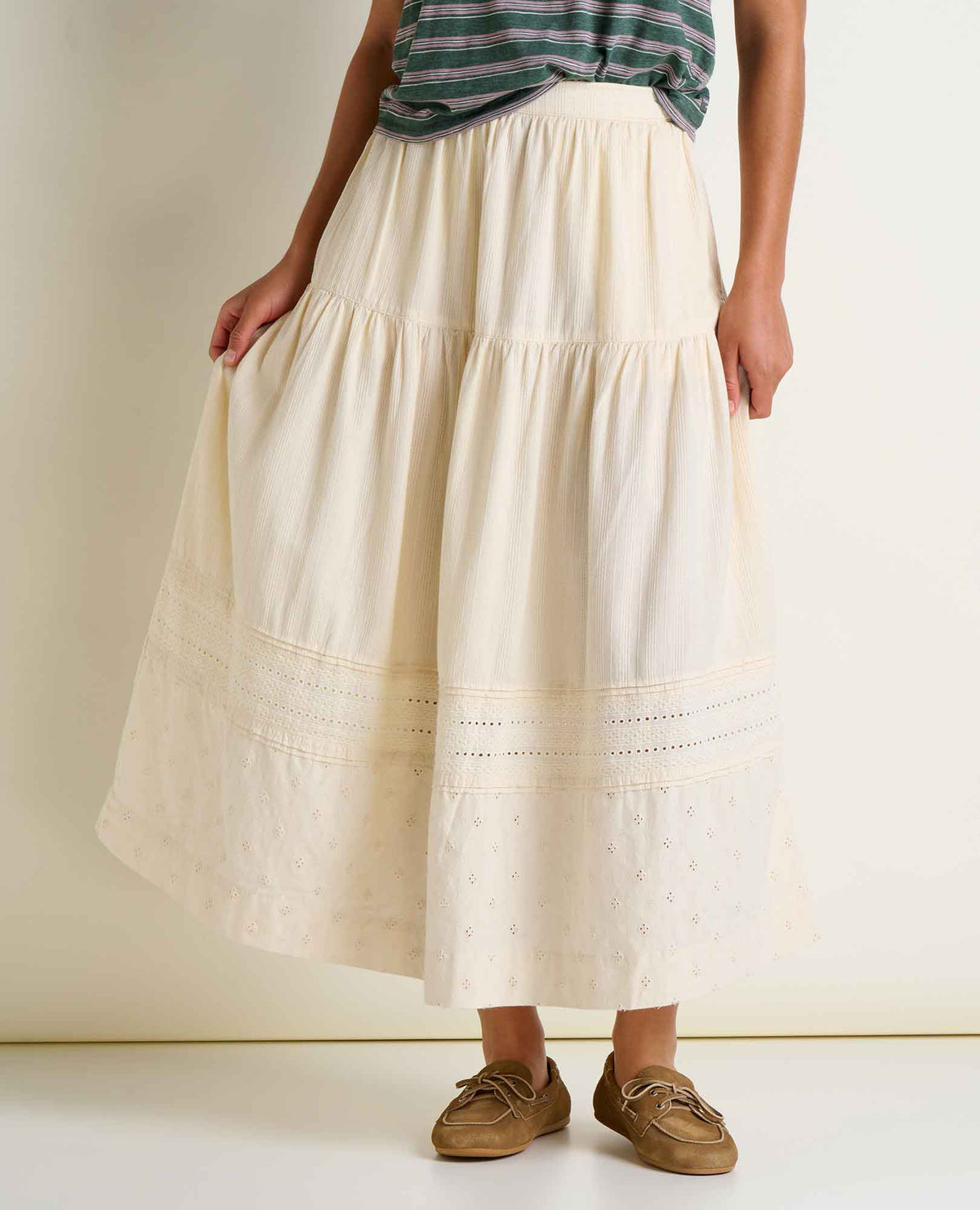 Toad&Co Airscape Organic Cotton Tiered Midi Skirt