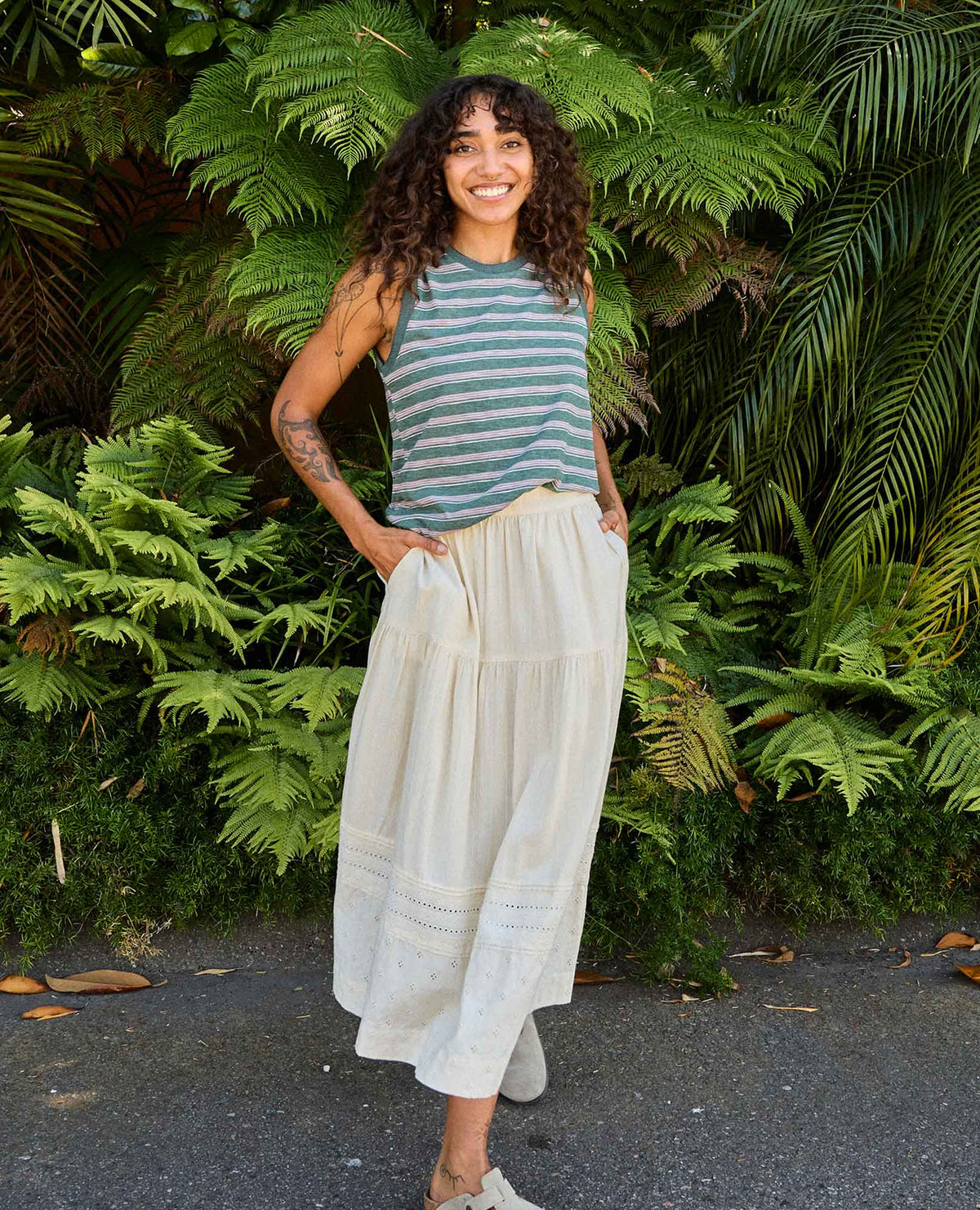 Toad&Co Airscape Organic Cotton Tiered Midi Skirt