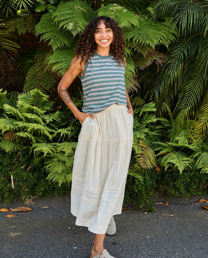 Toad&Co Airscape Organic Cotton Tiered Midi Skirt