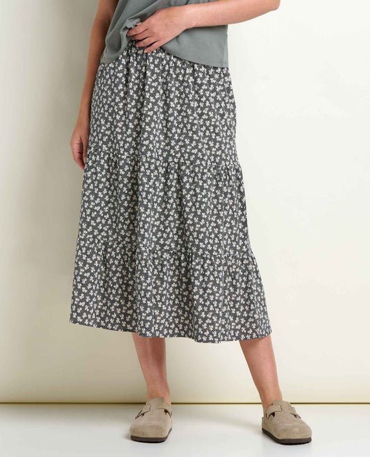 Toad&Co Sunkissed Tiered Midi Skirt - UPF 50+ Travel Skirt - Quick-Dry