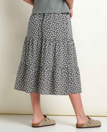 Toad&Co Sunkissed Tiered Midi Skirt - UPF 50+ Travel Skirt - Quick-Dry