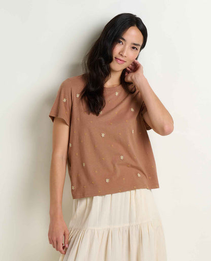 Toad&Co Women's Re-Form Embroidered Crew - Sustainable Recycled Cotton Tee