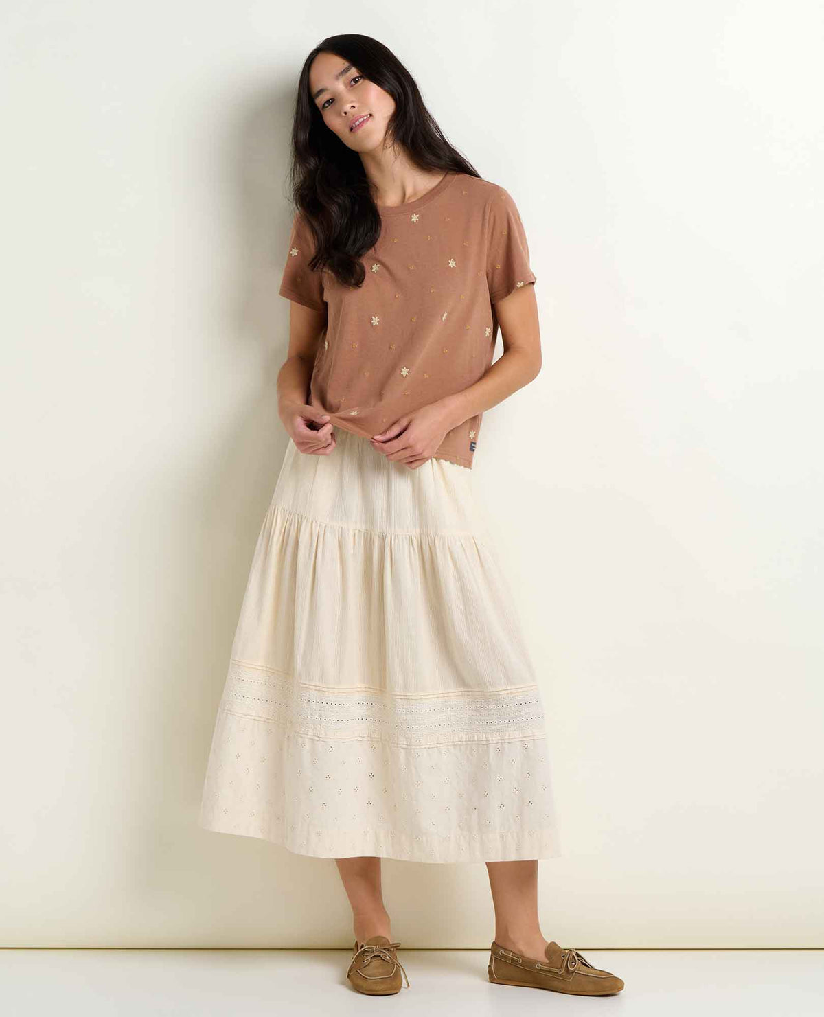 Toad&Co Women's Re-Form Embroidered Crew - Sustainable Recycled Cotton Tee