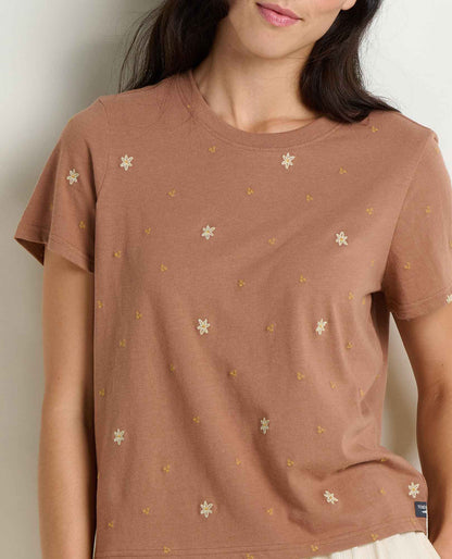 Toad&Co Women's Re-Form Embroidered Crew - Sustainable Recycled Cotton Tee
