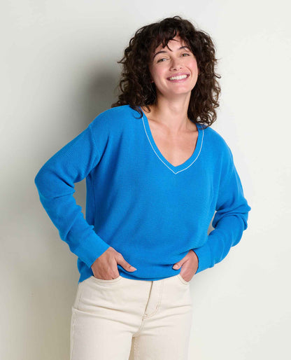 Toad&Co Bianca Pullover Sweater - Recycled Cotton Knit V-Neck Layer