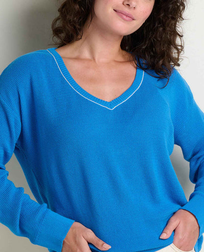 Toad&Co Bianca Pullover Sweater - Recycled Cotton Knit V-Neck Layer