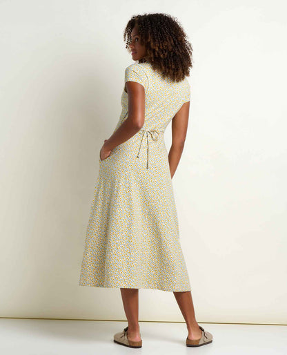 Toad&Co Rose Short Sleeve V-Neck Midi Dress - Soft with Stretch