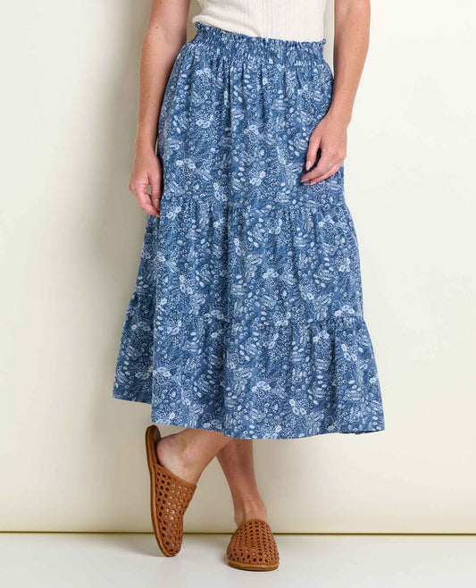 Toad&Co Sunkissed Tiered Midi Skirt - UPF 50+ Travel Skirt - Quick-Dry
