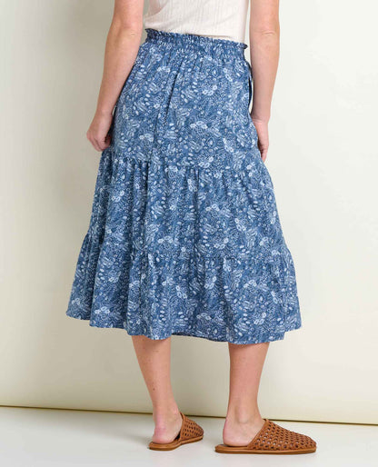 Toad&Co Sunkissed Tiered Midi Skirt - UPF 50+ Travel Skirt - Quick-Dry