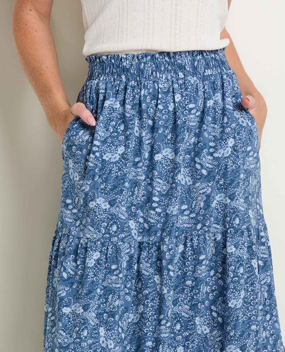 Toad&Co Sunkissed Tiered Midi Skirt - UPF 50+ Travel Skirt - Quick-Dry