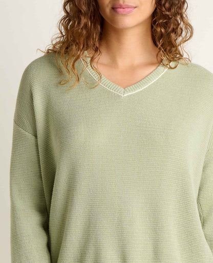 Toad&Co Bianca Pullover Sweater - Recycled Cotton Knit V-Neck Layer