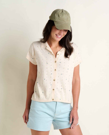 Toad&Co Bianca Patterned Shirt - Recycled Cotton Pointelle Print Polo