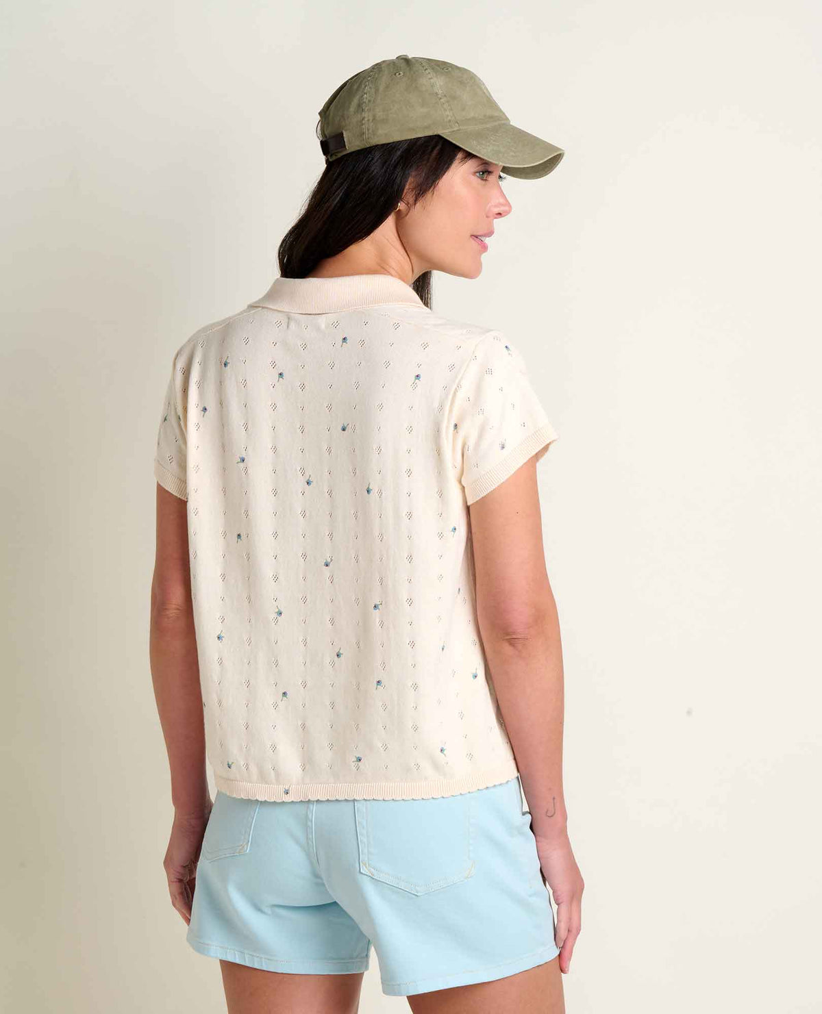 Toad&Co Bianca Patterned Shirt - Recycled Cotton Pointelle Print Polo
