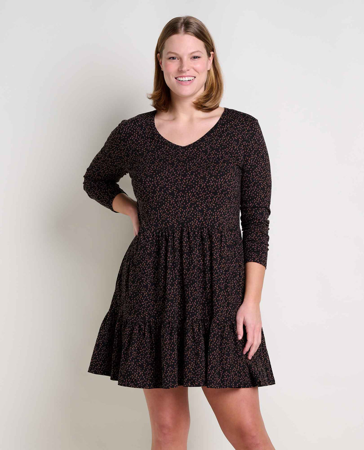 Toad&Co Marley Tiered Long Sleeve V Neck Dress